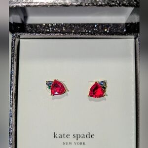 NWT Kate Spade Shine Me Up Red Gemstone Earrings- Gorgeous! 🎁In Silver Box